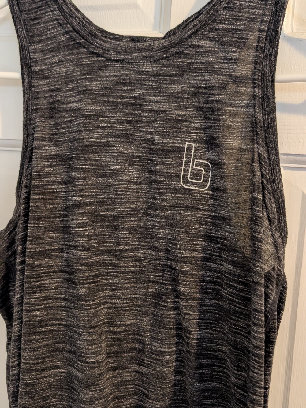 Gray Marbled Athletic Tank with BURNBOOTCAMP Logo "B"